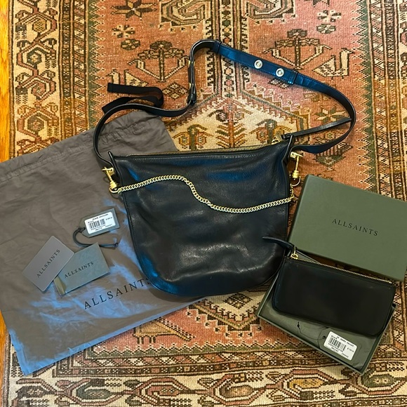 All Saints Handbags - AllSaints Blake Shoulder Bag and St James Wallet black - All Saints purse wallet